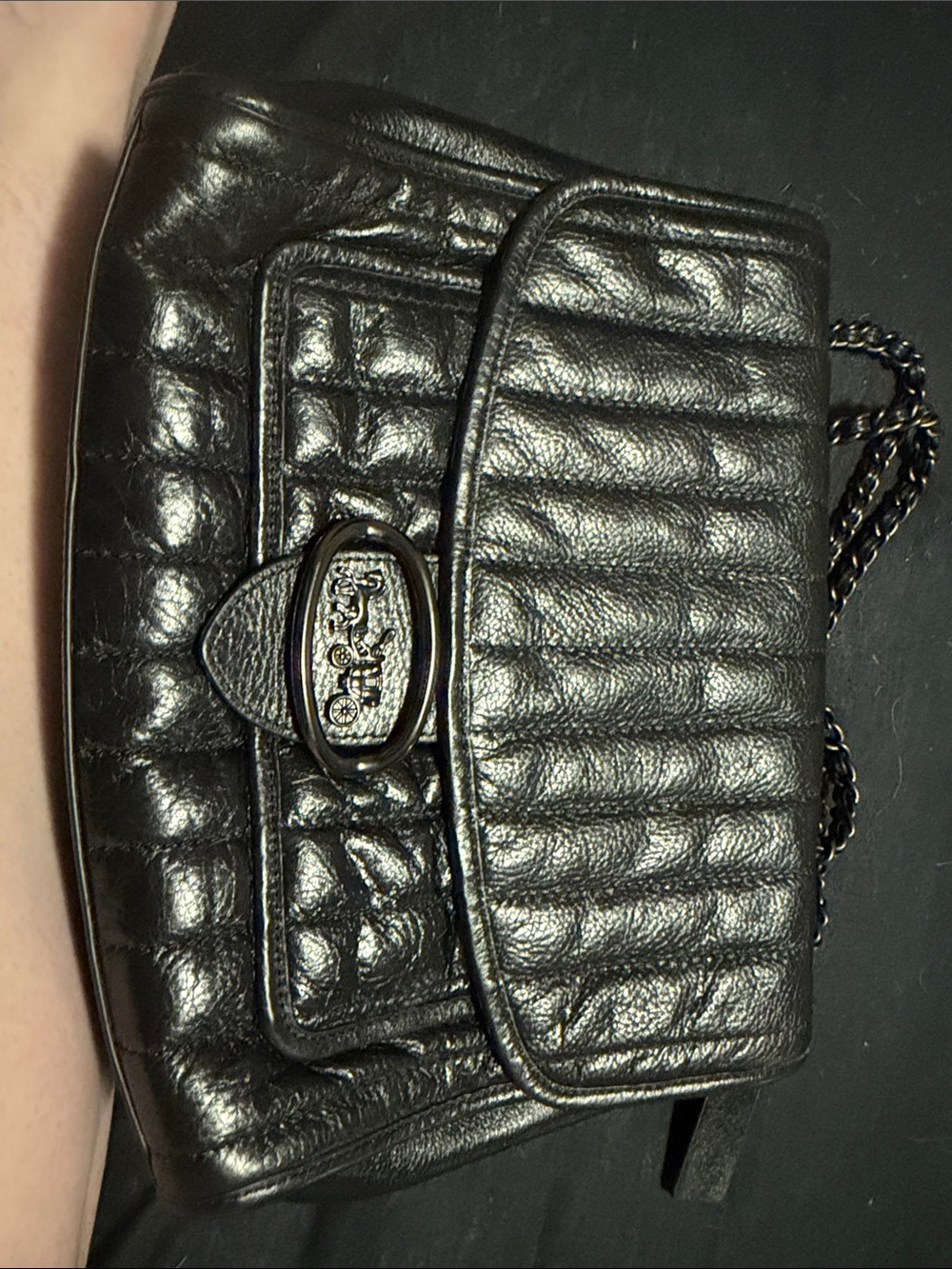 Coach Black Quilted Leather Chain Strap Shoulder Bag